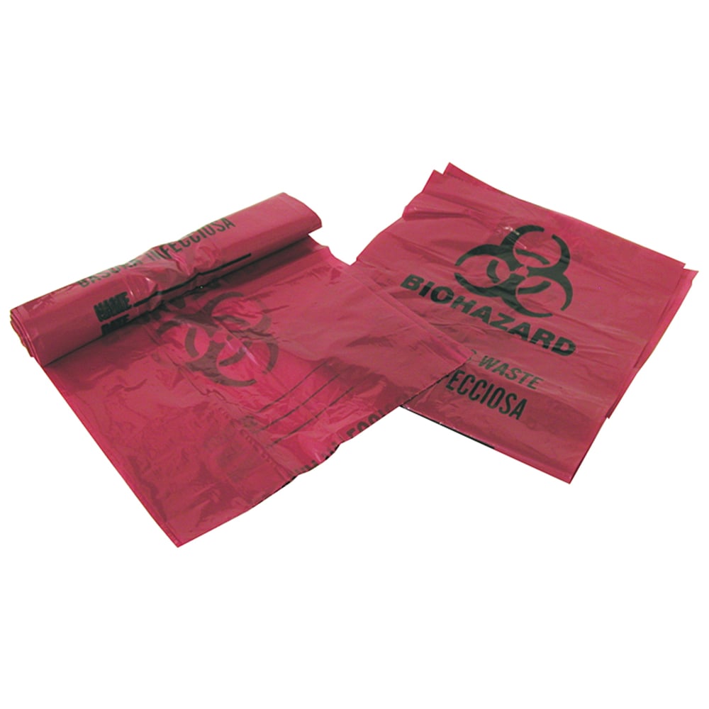 Unimed Stick-On Biohazard Infectious Waste Bags, 3 Gallons, Red, Box Of 100 (Min Order Qty 2) MPN:03EB086000
