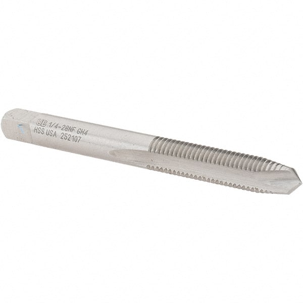 Spiral Point Tap: 1/4-28 UNF, 2 Flutes, Plug Chamfer, 2B Class of Fit, High-Speed Steel, Bright/Uncoated MPN:6007142