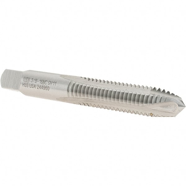 Spiral Point Tap: 3/8-16 UNC, 3 Flutes, Plug Chamfer, 2B/3B Class of Fit, High-Speed Steel, Bright/Uncoated MPN:6007163