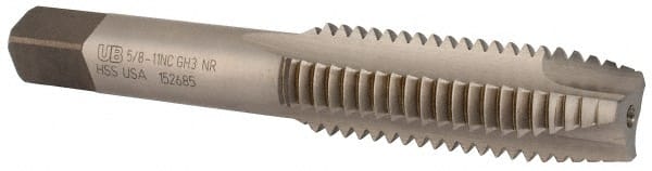 Spiral Point Tap: 5/8-11 UNC, 3 Flutes, Plug Chamfer, 3B Class of Fit, High-Speed Steel, Bright/Uncoated MPN:6007761