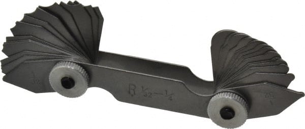 Radius Gage Set: Steel, 1/32 to 1/4