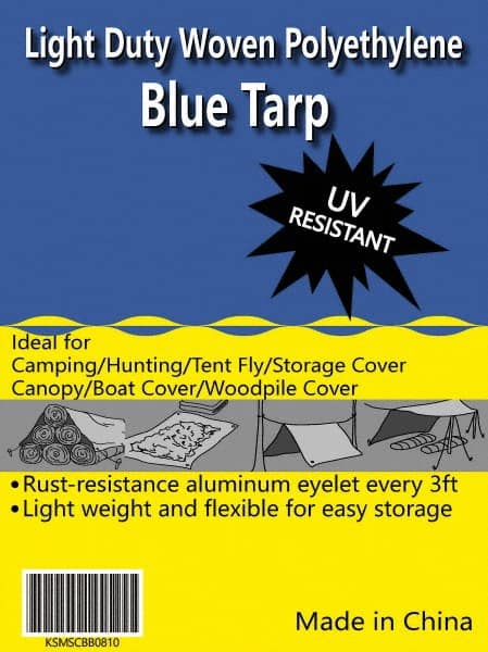 Tarp/Dust Cover: Blue, Rectangle, Polyethylene, 40' Long x 20' Wide MPN:KSMSCBB2040