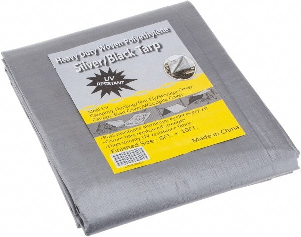 Tarp/Dust Cover: Black & Silver, Polyethylene, 10' Long x 8' Wide, 11 to 12 mil MPN:KSMSCSB0810