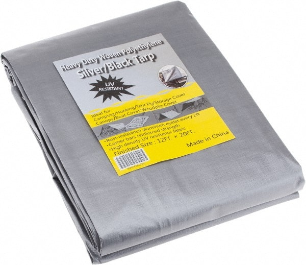 Tarp/Dust Cover: Black & Silver, Polyethylene, 20' Long x 12' Wide, 11 to 12 mil MPN:KSMSCSB1220