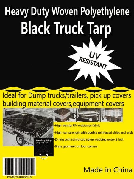 Tarp/Dust Cover: Black, Polyethylene, 10' Long x 8' Wide, 11 to 12 mil MPN:KSMSCXHDBB0810