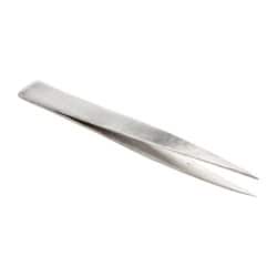 Assembly Tweezer: Stainless Steel, Thin & Fine Point Tip, 4-7/16
