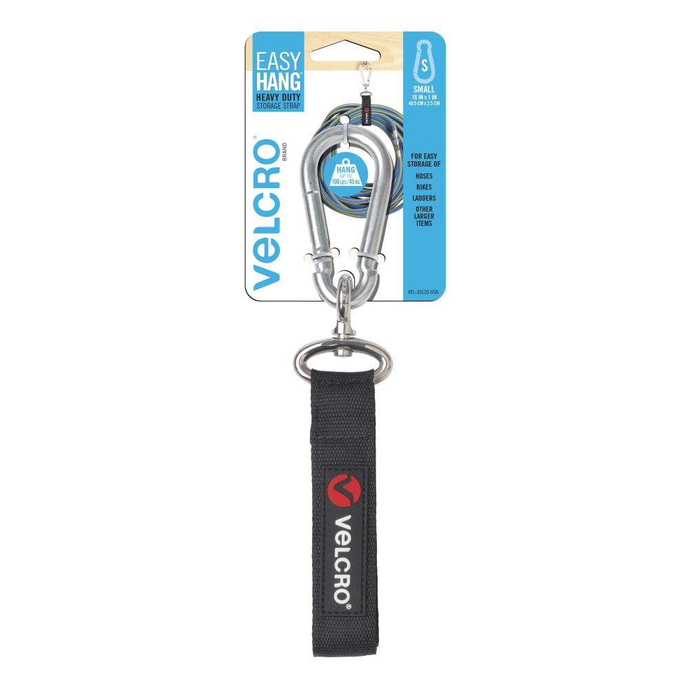 VELCRO Brand Small Easy Hang Strap, 16in x 1in, Black (Min Order Qty 8) MPN:VEL-30120-USA