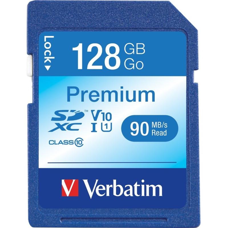 Verbatim Premium UHS-I Class 10 SDXC Memory Card, 128GB (Min Order Qty 3) MPN:44025