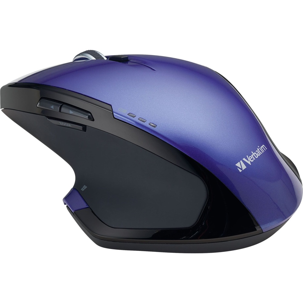Verbatim Wireless USB Desktop 8-Button Deluxe Blue LED Mouse, Purple (Min Order Qty 2) MPN:99020