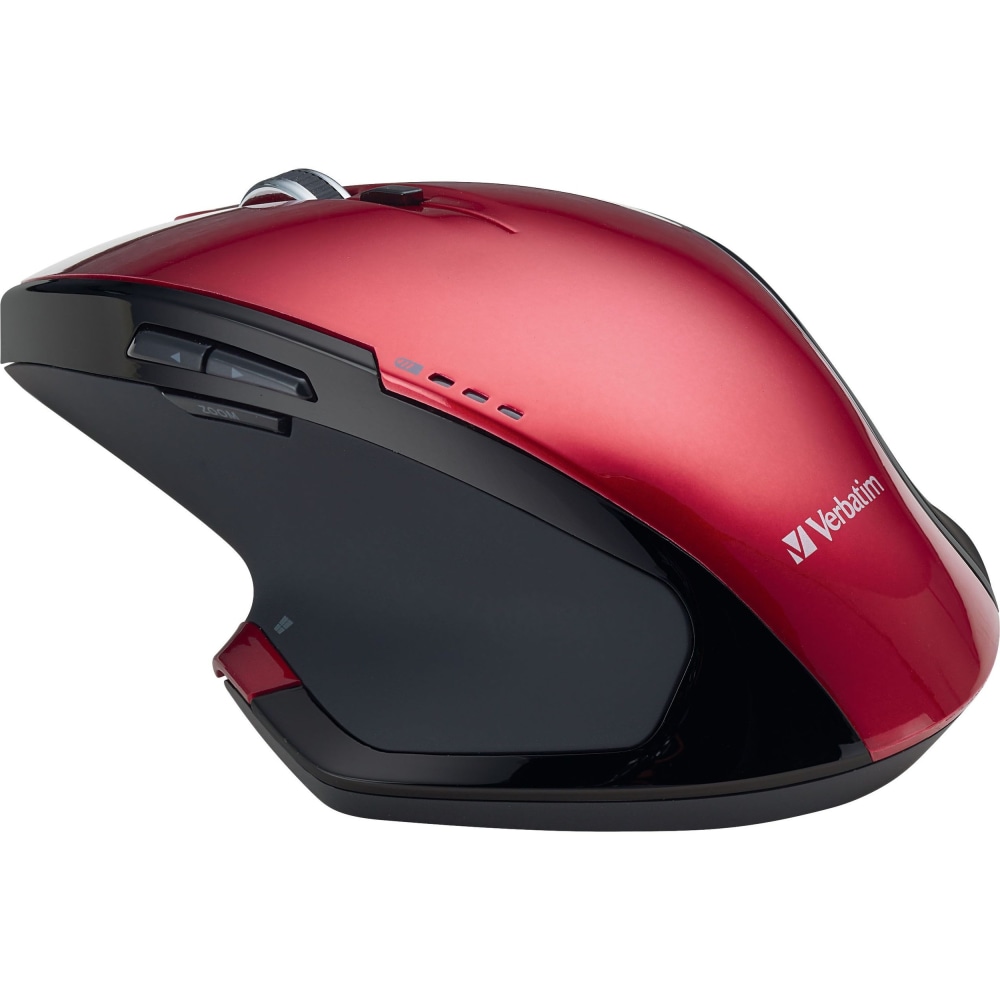 Verbatim Wireless USB 1.1 Desktop 8-Button Deluxe Blue LED Mouse, Red (Min Order Qty 3) MPN:99021