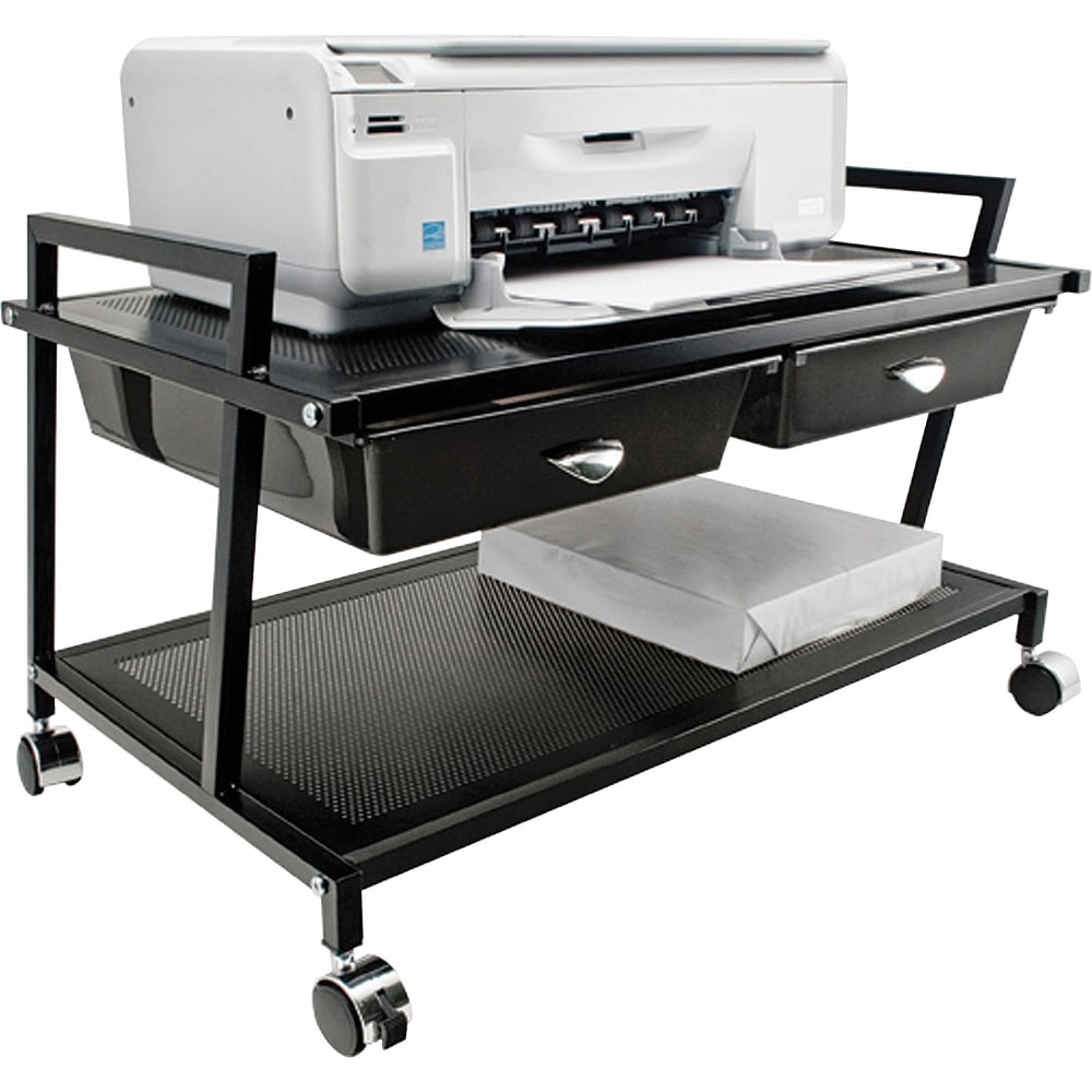 Vertiflex Steel Underdesk Machine Stand With 2 Drawers, 15 7/16inH x 25 5/16inW x 15 13/16inD, Black MPN:VF95530