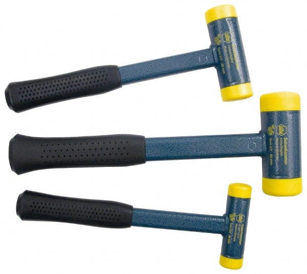 3 Piece, Steel Cushion Grip Handle Med Hard Polyurethane Replaceable Faces, Dead Blow Hammer Set MPN:80290