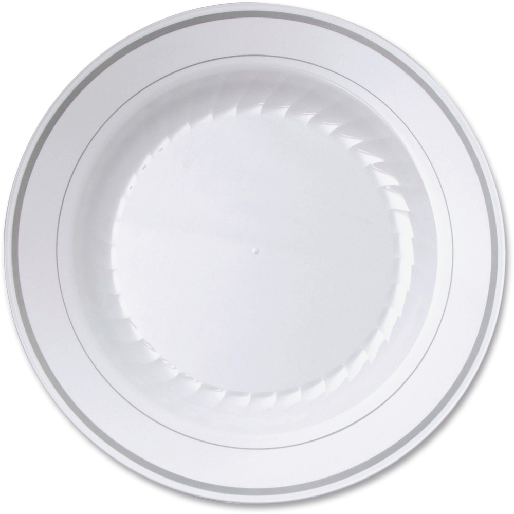 Masterpiece 9in Heavyweight Plates - Picnic, Party - Disposable - 9in Diameter - White - Plastic Body - 10 / Pack (Min Order Qty 7) MPN:RSMP91210W