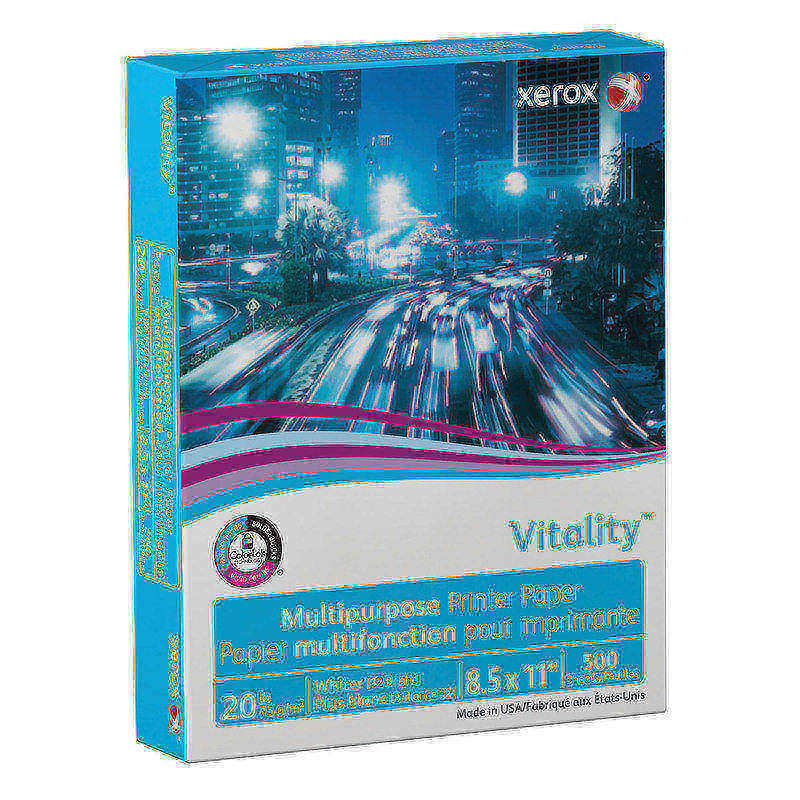 Xerox Vitality Uncoated Multi-Use Printer & Copy Paper, 1 Ream, White, Letter (8.5in x 11in), 500 Sheets Per Ream, 20 Lb, 92 Brightness, FSC Certified (Min Order Qty 10) MPN:30R3761