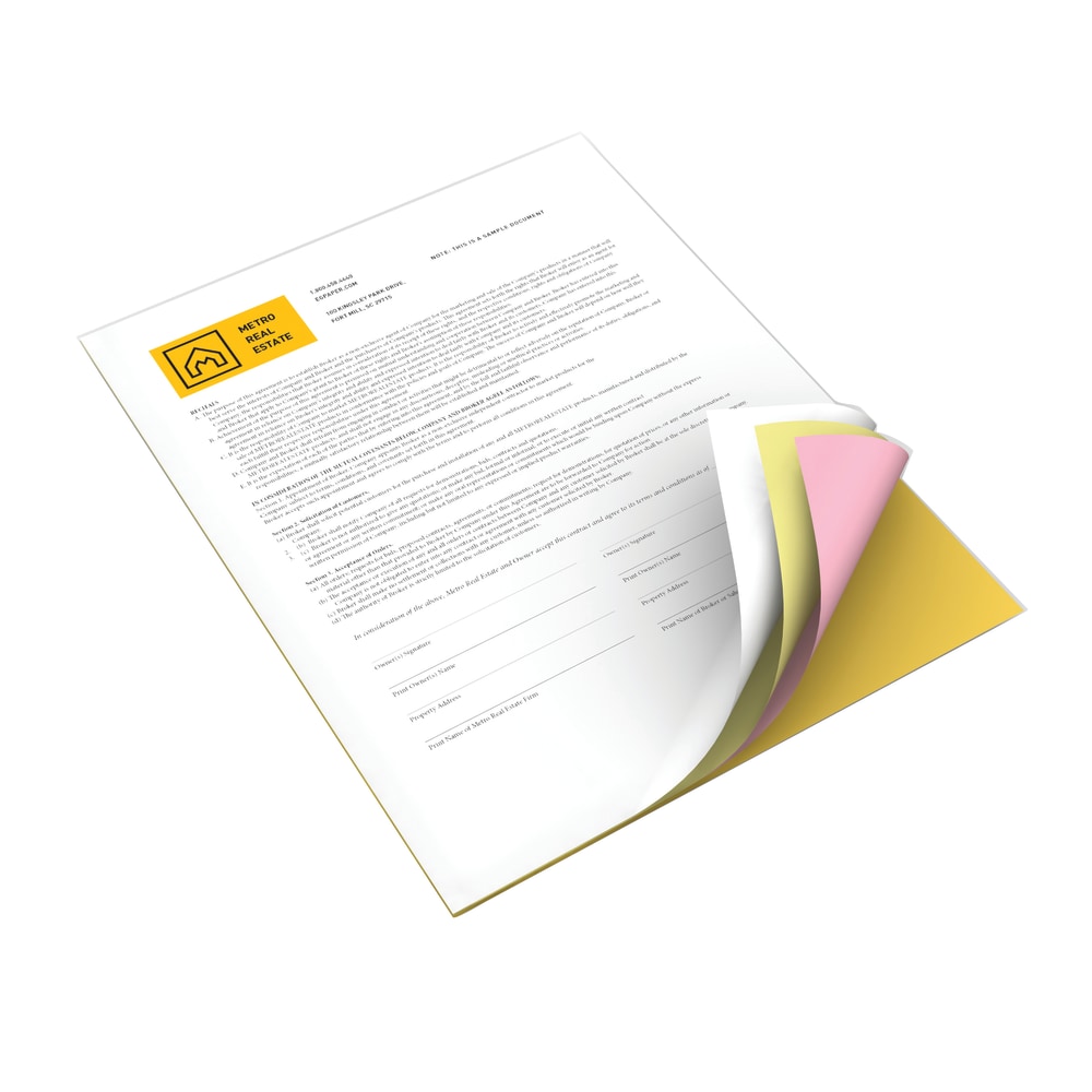 Xerox Revolution Premium Digital Carbonless Laser Paper, 4-Part Straight, 10 Reams, White/Canary/Pink/Goldenrod, Letter Size (8 1/2in x 11in), 1250 Sets Total, 125 Sets Per Ream, 20 Lb, 92 Brightness MPN:3R12430