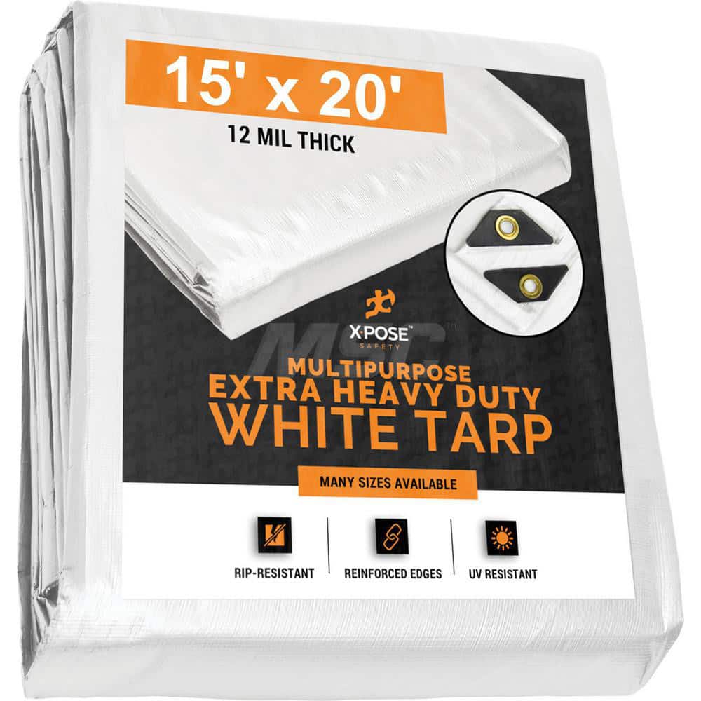 Tarp/Dust Cover: White, Rectangle, Polyethylene, 20' Long x 15' Wide, 12 mil MPN:WHD-1520-X