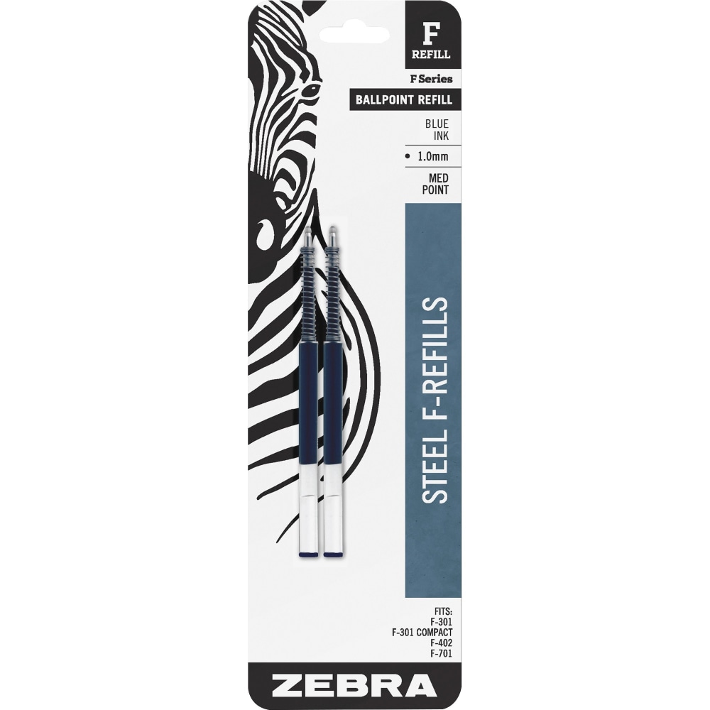 Zebra Pen F-Series Pen Refills, Pack Of 2, Medium Point, Blue Ink (Min Order Qty 26) MPN:85422