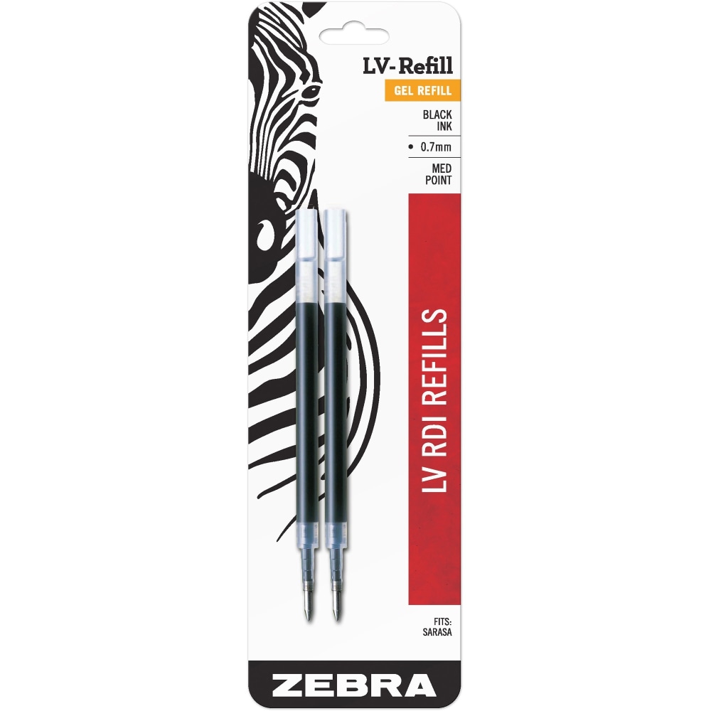 Zebra Pen SARASA And Jimnie Retractable Gel Ballpoint Pen Refills, Pack Of 2, Medium Point, 0.7 mm, Black Ink (Min Order Qty 14) MPN:87012