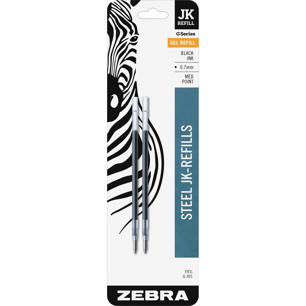 Zebra Pen JK Gel Pen Refills, Pack Of 2, Medium Point, 0.7 mm, Black Ink (Min Order Qty 22) MPN:88112